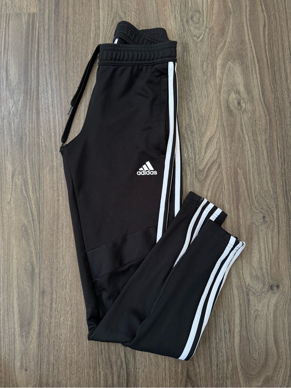 Adidas Black Jogger Pants with White Side Stripes
